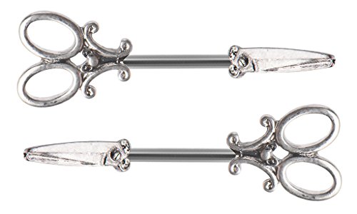 Pair of Split Scissors Looks Like Pair goes Through Nipple bar Rings