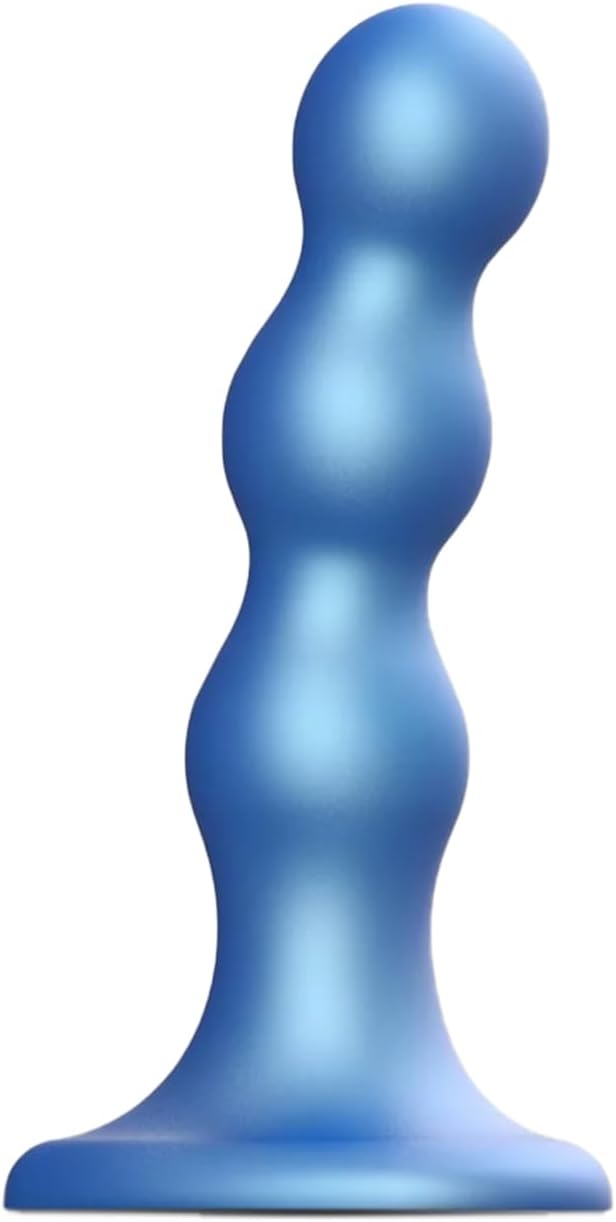 Strap-On-Me Dildo Plug Balls - Flexible Silicone Anal Dildo with Sleek Metallic Design - Waterproof Anal Beads Toy for Men & Women, Body-Safe Sex Toy for Enhanced Pleasure