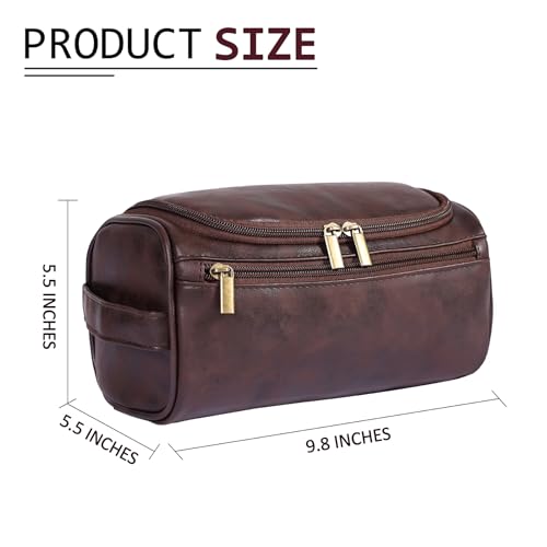 Toiletry Bag for Men, Hanging Travel Shaving Dopp Kit for Men and Women, Water-resistant Toiletries Organizer Bags, PU Leather Cosmetic Bags for Makeup Accessories (Dark Coffee)2