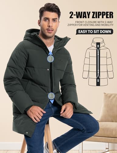 Image of Pioneer Camp Mens Long Winter Coat Hooded Waterproof Insulated Puffer Jacket Thicken Puffy Warm Down Windbreaker Parka