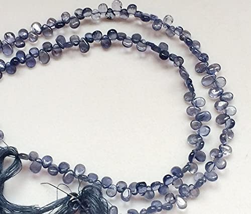 Perles iolite naturelle de dimensions 5x7mm montées sur un fil de 8 pouces