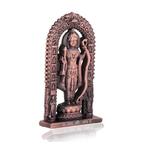 Craftam Metal Small Ram Lalla Idol Murti Ayodhya for Car Dashboard Home Decor,Home Temple Mandir Pooja, Gift, Car Dashboard (Copper Color, Height - 2.7 Inch)