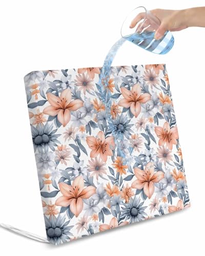 Hokiten Botanical Flowers Outdoor Cushion Chair Cover Set of 4 - Waterproof Couch Seat Covers, Watercolor Gray Pink Floral Leaves Patio Furniture Protector Cushions Slipcovers for Sofa/RV, 22