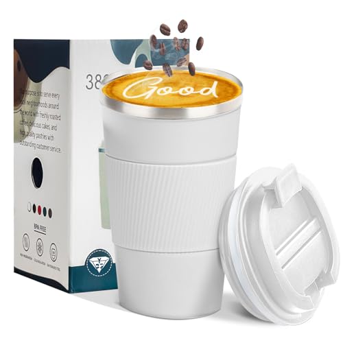Image of Insulated Travel Coffee Mug, Stainless Steel Coffee Cup with Leakproof Lid