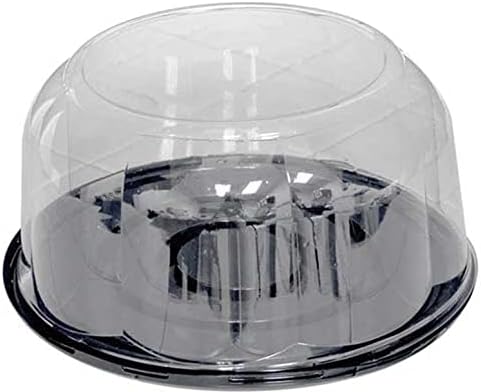 PACTIV RPET 9 inch Black Base Cake Container with 5.25 inch Rose Dome Lid, 64 Ounce Capacity - 40 per case.
