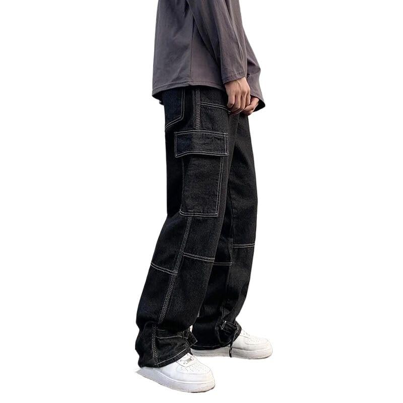 Men Wide Leg Jeans Hip Hop Casual Men's Straight Baggy Denim Pants