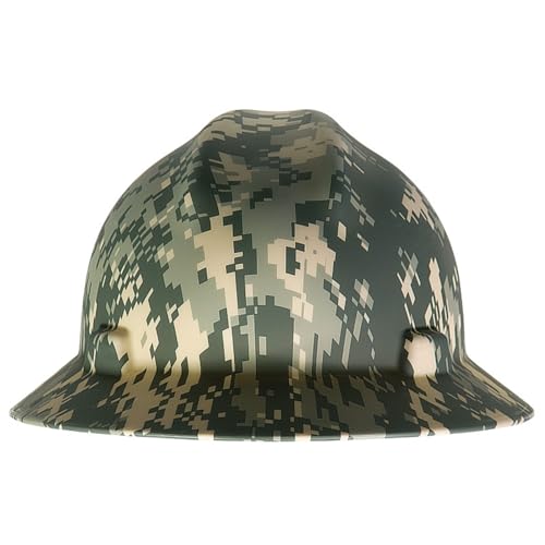 MSA 10104254 Freedom Series V-Gard Full-Brim Hard Hat With Fas-Trac III Ratchet Suspension, Polyethylene Shell, Self Adjusting Crown Straps - Standard Size in American Camouflage