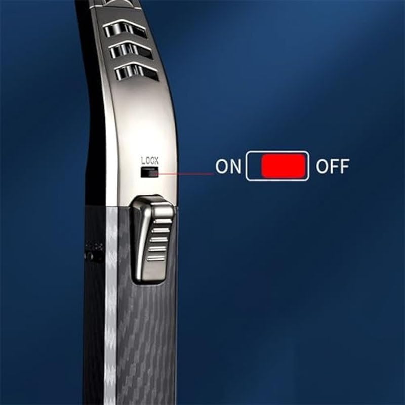 Welding Butane Torch Lighter, Windproof Direct Flame Lighter, Refillable Lighter with Safety Lock, with Gift Box, Suitable for Camping Kitchen Cooking and More (No Gas)(Black)