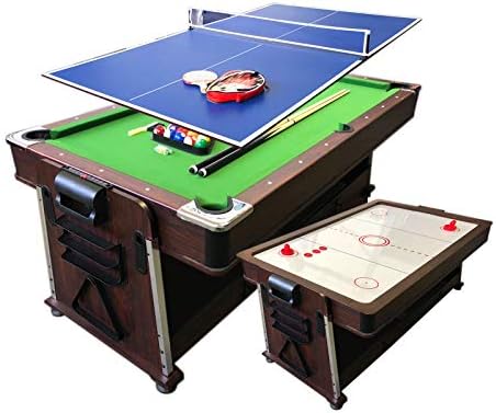 4 in 1 - 7Ft Green Pool Table + Air Hockey + Tennis Table Tennis + Dinner Table