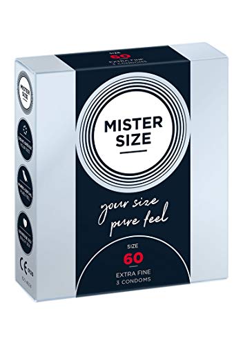 Mister Size – Pure Feel Profilattici Lubrificanti (Extra Sottili, Extra Lubrificati) / Taglia Individuale 60 Mm A Un Pacco Da 3 - Preservativi Sottili