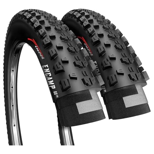 Fincci Pair of Bike Tires 26 x 1.95 Inch 50-559 Foldable 60 TPI All Mountain Enduro Tire for MTB Hybrid Bike Bicycle - 26x1.95 Mountain Bike Tire Pack of 2