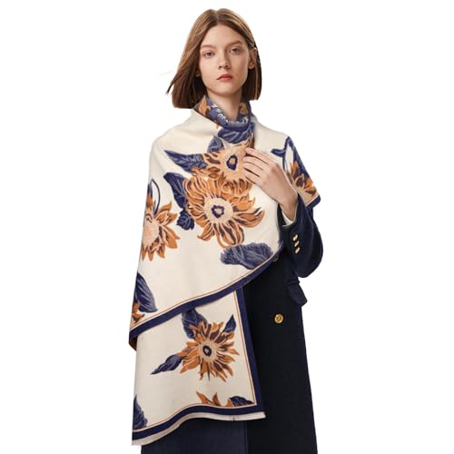 EXTREE Scarfs for Women Pashmina Silky Shawl Wrap for Evening Dressing Blanket Open Front Poncho Cape A Chinese Style Caramel Rice