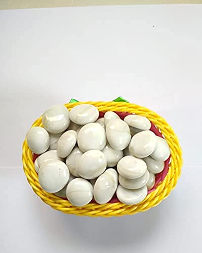 Image of Decorative Decorative Stones for Vase Filler or Pebbles for Home Decor /Decorative Capsule Pebbles /Glass /gravels /Stone /Beads for Aquarium, Table, vase, Fountain (White, 950 Gram)