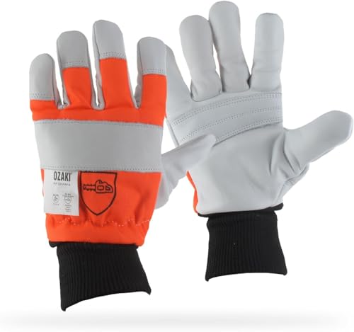 OZAKI - Gants Tronçonneuse - Gants Demi-Saison Spécial Travaux de Tronçonnage - Protection Dos de la Main Gauche - Taille 11/XL