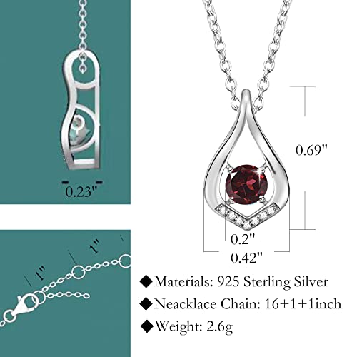 Kimievol Necklaces For Women Genuine Garnet January Birthstone Necklace Sterling Silver Infinity Pendant Anniversary Birthday Christmas Jewelry Gifts For Women Girls Mom Wife Her #TOP3