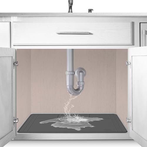 Image of The Original Under Sink Mat - Adjustable Silicone mat, Waterproof Under The Sink Bathroom Vanity Mat - 28 inch x 19 inch or smaller