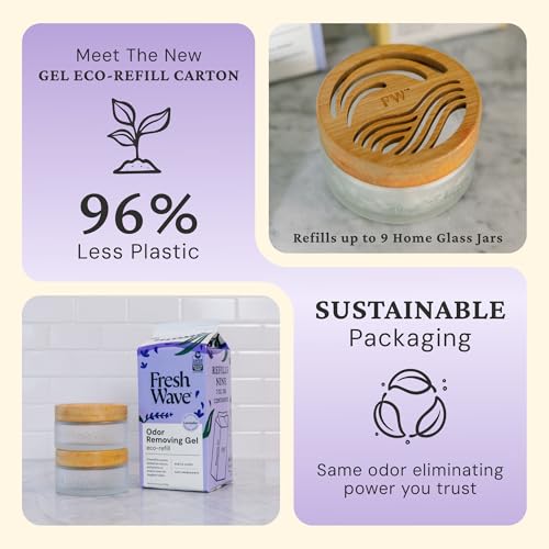 Image of Fresh Wave Odor Removing Gel Eco-Refill, 63 oz. Lavender Scent | 2 Empty Refillable Glass Jars | 2 Room Set