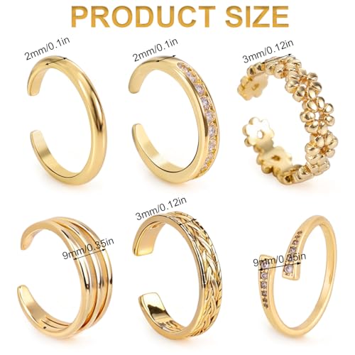 Bagues d'orteil plage d'été : 6 bijoux de pied réglables Mikovivi