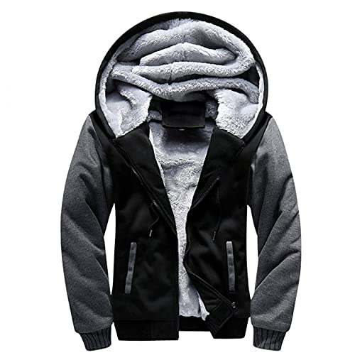 TMDD Veste Épaisse Doublée Polaire Hommes Hiver Chaud Grande Taille Sweats à Capuche de Sport Uniforme Baseball Manteaux Zippé Manches Longues Hoodie Doux Confortable Sweatshirts avec Poches