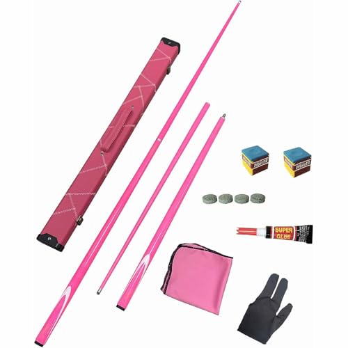 Taco de billar carbono 58 pulg con estuche duro rosa miniatura 1