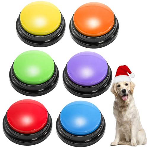 Youeon Pacote com 6 botões de gravação de voz, 6 botões coloridos para cães para comunicação de trei