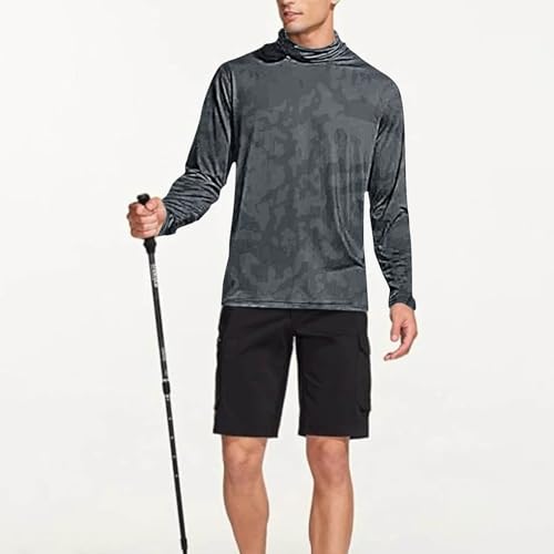 Men's Hooded Sun Protection T Shirts Long Sleeve UV Rash Guard Fishing Shirts Lightweight Quick Dry Athletic Hoodies3