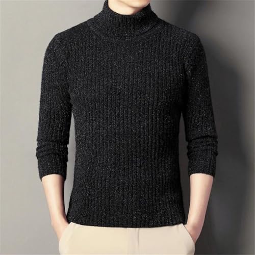 Men's Pullover Sweaters Slim Casual Solid Color High Collar Warm Knitted Pullover Jumpers4
