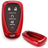 iJDMTOY Glossy Metallic Red Exact Fit Key Fob Shell Cover for 2016-up Chevrolet Camaro Cruze Spark Volt, 2017-up Malibu Bolt Sonic Trax, etc