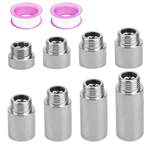 8 Tubo Alargador Grifo 1/2, FORMVERSITY Piezas Extension Grifo Ducha 10 15 20 25 30 40 50 60mm, Racor de Prolongación Acero Inoxidable, Adaptador Manguera Grifo Alargador Grifo Cocina para Tuberías, G