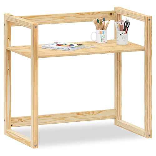IDIMEX Kinderschreibtisch SUZA höhenverstellbar Massivholz Natur - Tischplatte in 4 Höhen verstellbar, ideal für kleine Räume, minimalistisches Design im Montessori-Stil