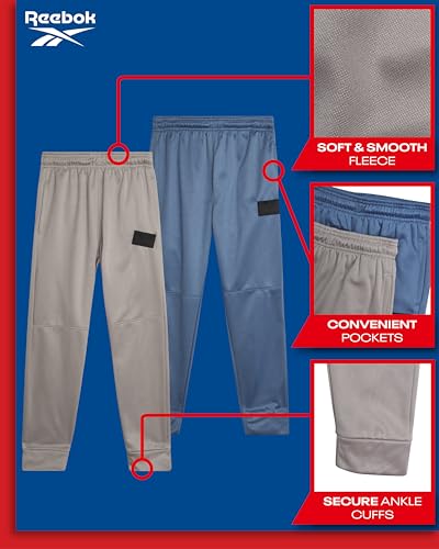 Reebok Boys Sweatpants - 2 Pack Performance Fleece Boys Joggers Athletic Pants with Pockets for Running & Workout (Size 8-14)2