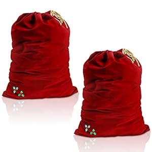 2 Pieces Christmas Santa Gift Bag Red Velvet Drawstring Bag Treat Bag for Xmas Party Favor Supplies Holiday Wrapping…