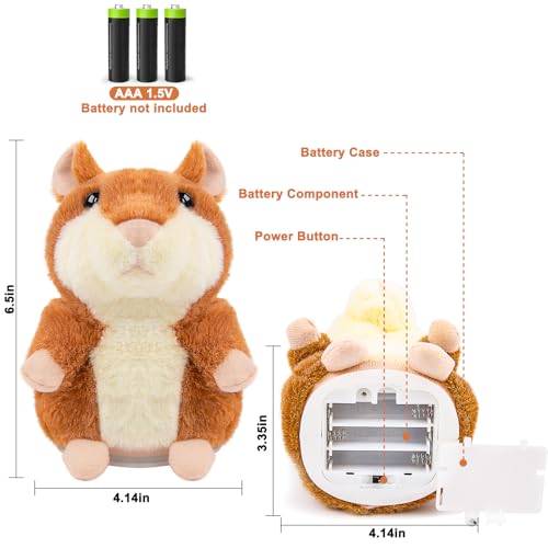 Qrooper Talking Hamster - Toddler Stuffed Animal Toys for Boys Girls 2 3 4 5 6 Year Old - Repeats What You Say - Interactive Plush Sensory Companion Toy for Kids Easter Basket Stuffers Birthday Gifts
