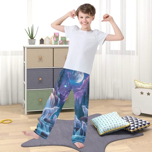 Pajama Pants Moon White Wolf Long Sleep Pants Lounge Bottoms3