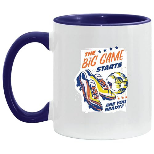 Soccer Gift for Football Fans Shoes Ball Quote Get Ready for the Big Game 11oz 15oz Inner Color Accent Mug