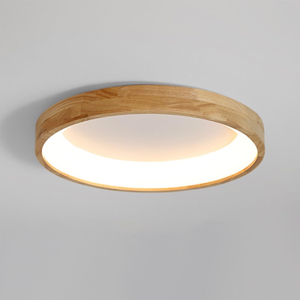 HXYSXHJUO LED Ceiling Light Wood Round Flush Mount Lamp Nordic Chandelier, Modern Wooden Chandeliers Lighting Fixture for Bedroom Living Room Kitchen Entryway, 3000K