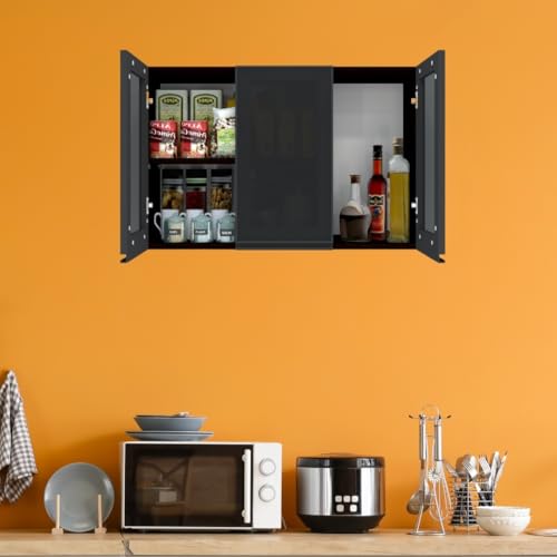 Image of SPECIALITY PANELS Multipurpose Cabinet with Modern Elegance Tinted Glass Wall Cabinet, Space Organizer for Office /Kitchen in (Flowery Wange, 3 Glass Shutter)