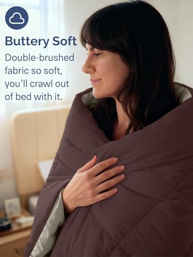 Image of Cal King Size, Brown /Beige Alternative Down Comforter - Warm, Lightweight & Breathable Hotel Quality Bedding Set for Men, Women, Kids and Teens - All Season Cooling Microfiber Duvet Insert Comforter