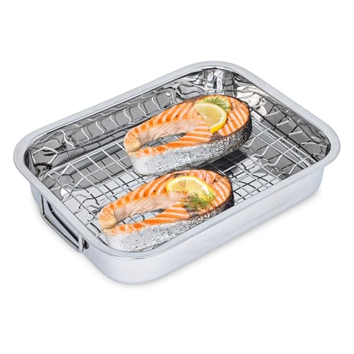 Edelstahl Bräter mit entnehmbaren Grillrost - 32 x 24 cm...
