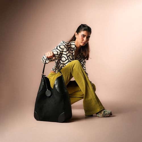 Image of Theater Fudge Shoulder Bag for Women | Structured Faux Leather & Faux Suede Hobo Tote with Magnetic Closure | Spacious Everyday Handbag with Internal Zip Pocket