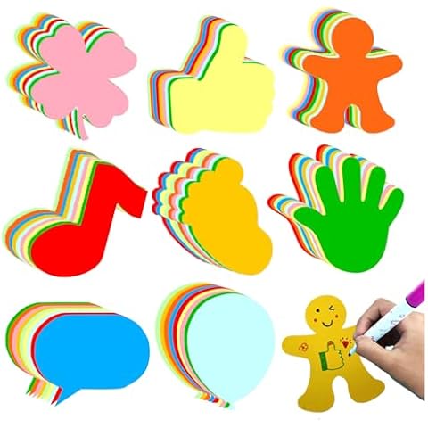 180 Pcs Balloons Paper Cutouts 6 Inch Footprint Cutouts Assorted Color Hand Cut Outs for Classroom Bulletin Board Decor People Shape Cut-Outs for Teachers DIY Craft Projects Cover