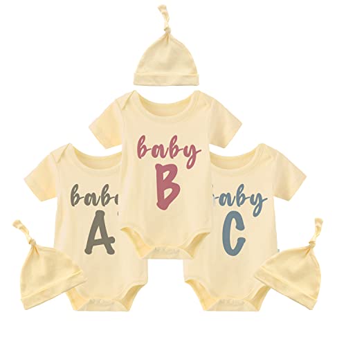 YSCULBUTOL Baby Twins Bodysuit 3 Pack with Hat