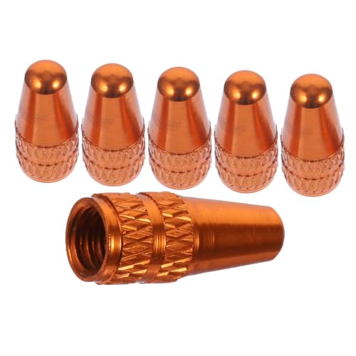 GALPADA set de 6 tapones para válvula francesa de aleación de aluminio para bicicletas de montaña y carretera, cubiertas impermeables contra polvo de color naranja para protección de neumáticos miniatura 1
