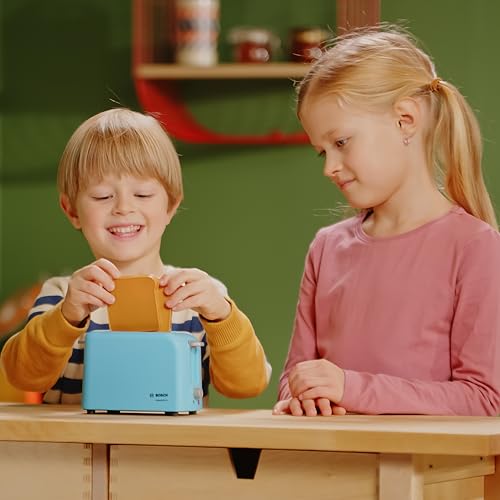 Theo Klein Bosch Toaster mit mechanischer Toastfunktion I Inklusive 2 Scheiben Spielzeugtoast I Maße: 15 cm x 12 cm x 10,5 cm I Spielzeug für Kinder ab 3 Jahren