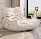 GAYAYAS Fauteuil Togo Fireside, canapé Une Place en Forme de Chenille, Fauteuil de Lecture Moderne et Confortable, pour Appartement, Salon, Chambre, Bureau, Aucun Assemblage requis White