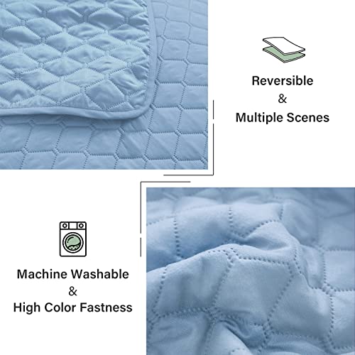 Exclusivo Mezcla Reversible Twin Quilt Bedding Set with Pillow Sham, Lightweight Quilts Twin Size, Soft Bedspreads Bed Coverlets for All Seasons - (Sky Blue, 68"x88")