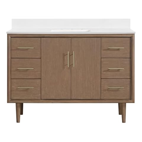 Miseno MV-N252-V48 Mertola 48" Free Standing Single Basin Vanity Set with Cabinet and Stone Composite Vanity Top - Walnut Drift Cover