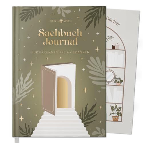 LEBENSKOMPASS Buchclub - Das Lesetagebuch & Sachbuch Journal Salbei - Hardcover DIN A5 Tagebuch für Erwachsene - Book Reading Bullet Journal Tracker - Booktok