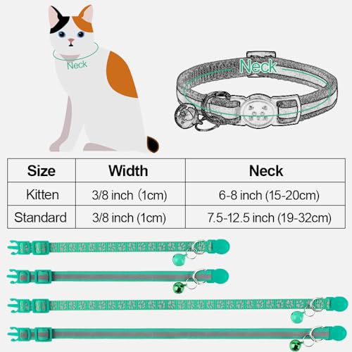 Image of Taglory 2 Pack Cat Collar with Bell, Breakaway Buckle and Reflective Strip | Adjustable 19-32 cm, Quick Release Clip, Kitten and Adult Cats, Spare Collar Included, Indoor Outdoor Use