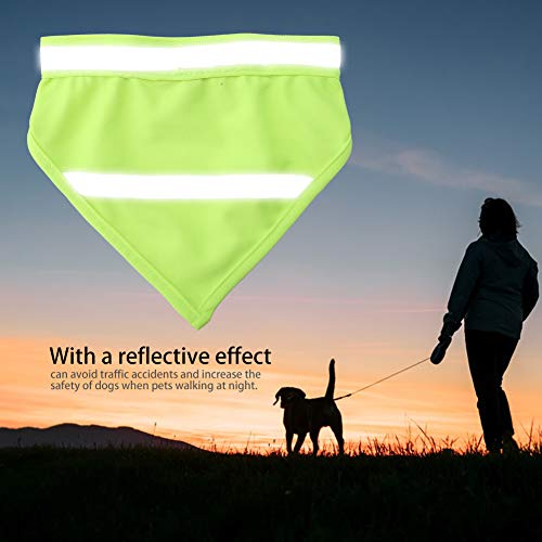 Hund Bandanas Reflektierende Sicherheit Hund Schal Dreieck Streifen Haustier Hundehalsband Personalisierte Neon Farbe Sichtbarkeit Produkte Halstuch(M Fluorescent Yellow)